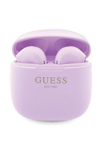 REDz Accessories Căști Bluetooth Guess + stație de andocare, fără fir, logo clasic EST, violet