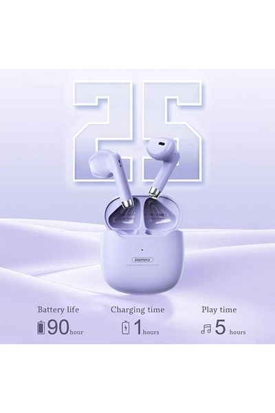 REDz Accessories Bluetooth headphones REMAX TWS-19 Marshmallow, Capacity 300mAh, Noise reduction, Purple
