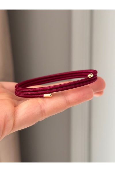 emy by emel luxury silver jewelry Mıknatıslı Bordo Dolamalı İp Bileklik