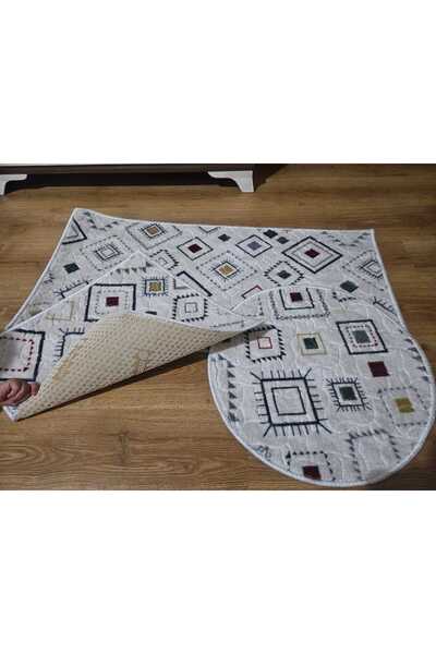 AKSU Merino Lux Embossed Bath Rug Washable Modern Bathroom Mat 100X60 40X60 60X60 Round