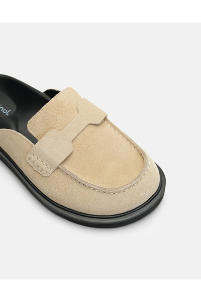 Jorbinol Vanu Yumuşak Tabanlı Sabo Deri Terlik - Bej