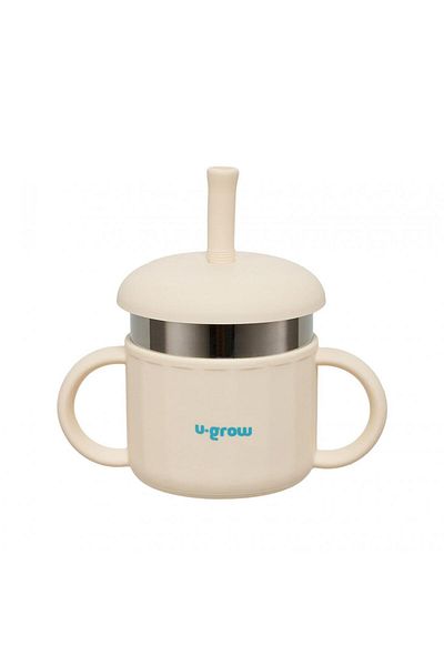 U-Grow Silicone cup with straw and stainless steel interior, 220 ml,