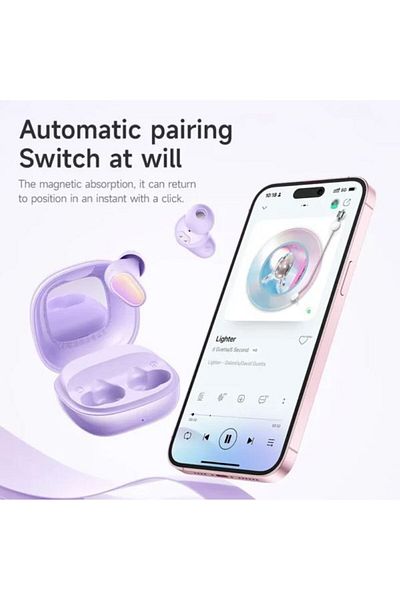 REDz Accessories Wireless Headphones, Hoco EQ13 Fun Mirror, 400mAh, Bluetooth 5.3, Autonomy 7 Hours, Purple