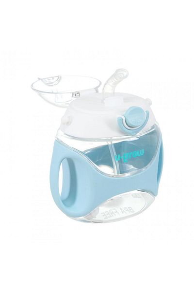 U-Grow Cups, glasses and Baby accessories Tritan bottle with straw, strap, blue, U-Grow