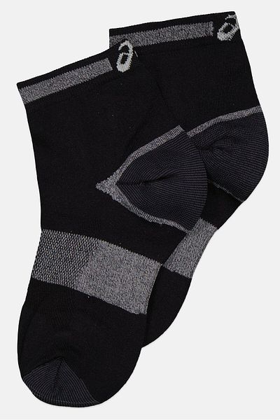 Asics Men 2 Pack Brand Logo Quarter Sports Socks, Black