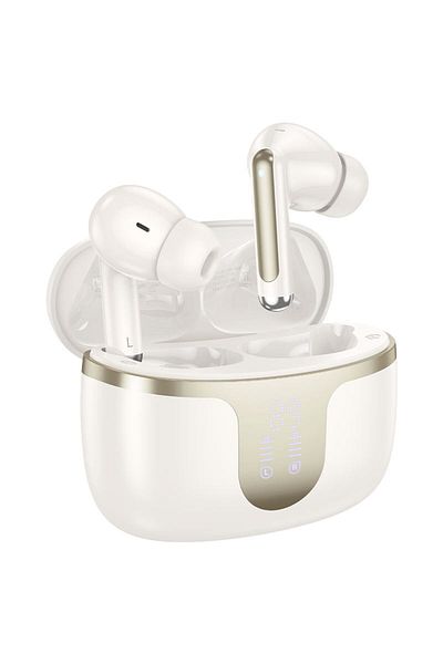 REDz Accessories Căști Bluetooth Hoco Eq10 Harmony, 300 mAh, autonomie baterie 7 ore, afișaj digital, culoare crem