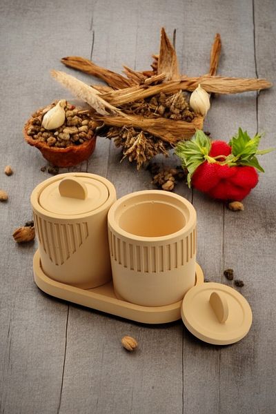 LUMİNA Sand Yellow Concrete Spice Rack Set – 5 Pieces