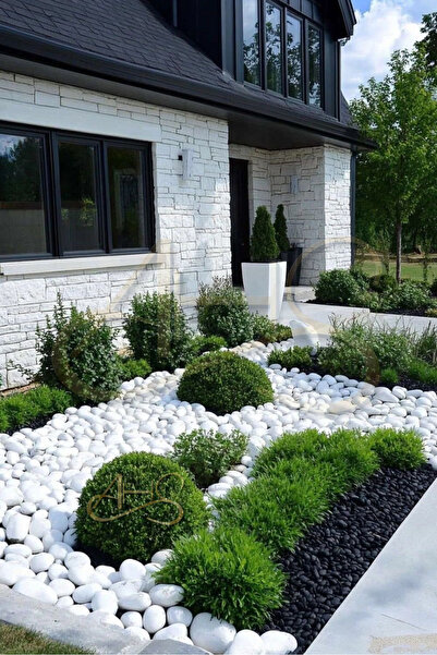 AHS Beyaz Dolomit Taş 5 Kg 6-10 Cm Dere Çakıl Taşı Bahçe Peyzaj Süs Taşı Saks...