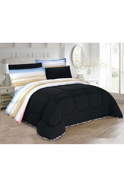 HOURS Horse Comforter Set, Soft and Durable Fabric, Modern and Distinctive Pattern, Single Size, 4 Pieces, Lace Rainbow-08