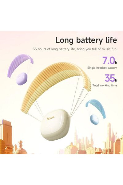 REDz Accessories Căști wireless, Hoco EQ13 Fun Mirror, 400mAh, Bluetooth 5.3, autonomie baterie 7 ore, albastre