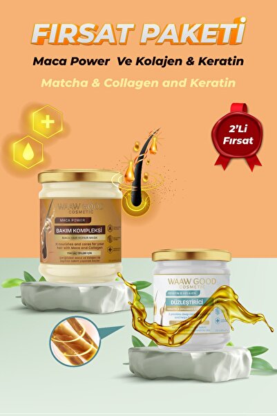 WAAW GOOD الكيراتين والكولاجين 210 مل قناع الشعر لفرد الشعر ومستخلص الماتشا 2...