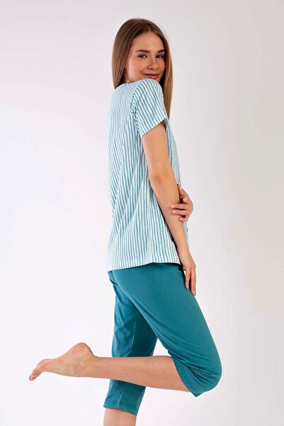 VİENETTA Pamuklu Kadın Tamamı Düğmeli Kısa Kol Kaprili Pijama Takım
, 211176