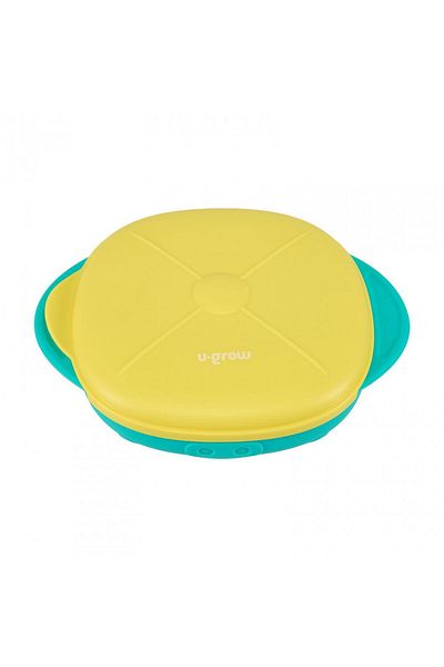 U-Grow Farfurie din silicon cu capac, galbenă,