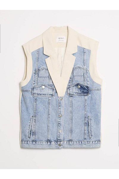 Robin 88860 Jean Detailed Vest Beige