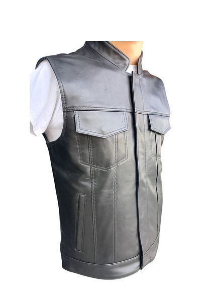 Savran Deri Genuine Leather Chopper Biker Vest