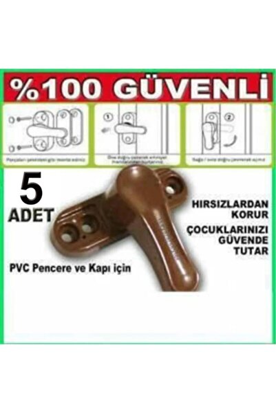abnturk 5 Adet Kahverengi Pvc Kapı Pencere Pimapen Kilidi Çocuk Güvenlik Kili...