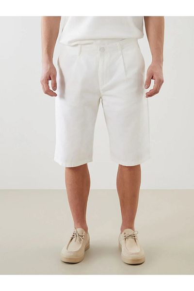 LC Waikiki LCWAIKIKI Basic White Comfortable Fit Gabardine Herren-Bermudashorts