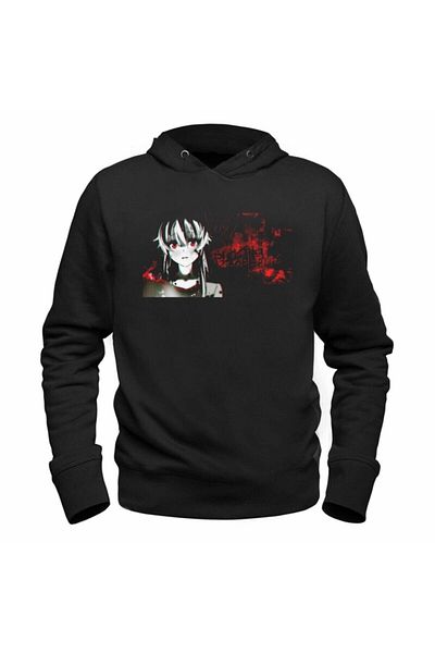 Pisa Art Μαύρο φούτερ Mirai Nikki με στάμπα