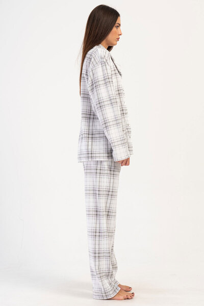 VİENETTA Kadın Polar Tamamı Düğmeli Uzun Kol Pijama Takım , 403068