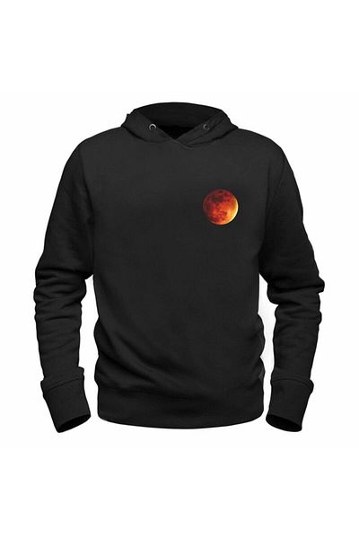 Pisa Art Μαύρο φούτερ με ψηφιακή εκτύπωση Moon.
