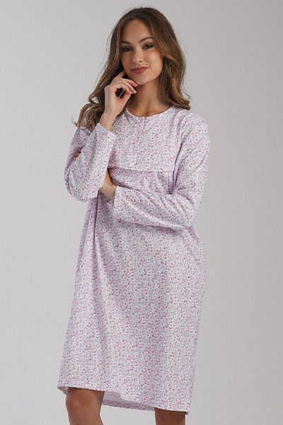 VİENETTA Cotton Women's Long Sleeve Two Thread Nightgown, 161708