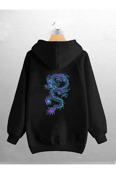 Pisa Art Φούτερ Unisex Blue Dragon με στάμπα