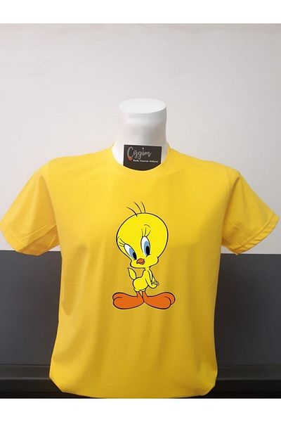 Pisa Art Unisex Tweety εμπριμέ κίτρινο μπλουζάκι
