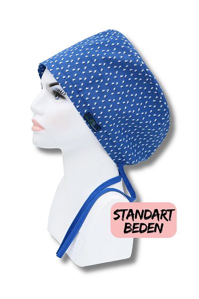 doktorbonem Standard Size Saks Blue Cotton Flower Surgical Cap Doctor Nurse Health Worker Hospital Cap