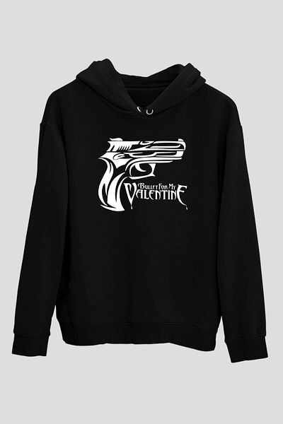 Pisa Art Унисекс черен суитшърт с качулка и щампа Bullet For My Valentine
