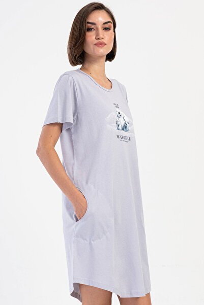 VİENETTA Βαμβακερό γυναικείο νυχτικό μεγάλου μεγέθους με κοντό μανίκι, 405168