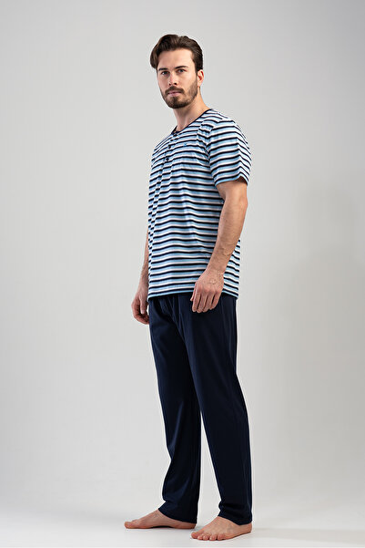 VİENETTA Pamuklu Erkek Büyük Beden Kısa Kol Pijama Takım , 111200