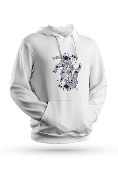 Pisa Art Φούτερ με κουκούλα Astronaut Space Printed Λευκό Unisex