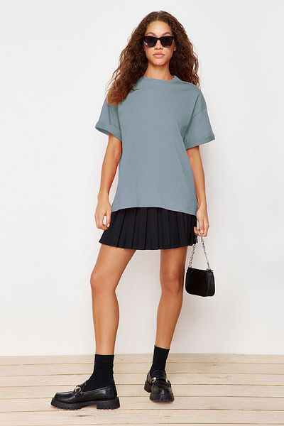 OXVİN Material modal puternic Tricou supradimensionat pentru femei Basic Wide LooseKalip