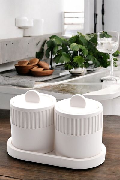 LUMİNA White Concrete Spice Rack Set – 5 Pieces