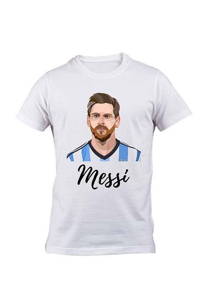 Pisa Art Ανδρικό μπλουζάκι Lionel Messi Λευκό Χρώμα Messi Printed Art Jersey