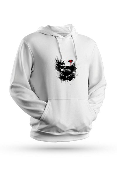 Pisa Art Φούτερ Anime Tokyo Ghoul Anteiku με στάμπα λευκό Unisex με κουκούλα