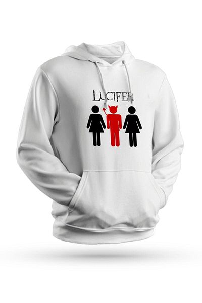 Pisa Art Φούτερ Lucifer με στάμπα λευκό Unisex με κουκούλα