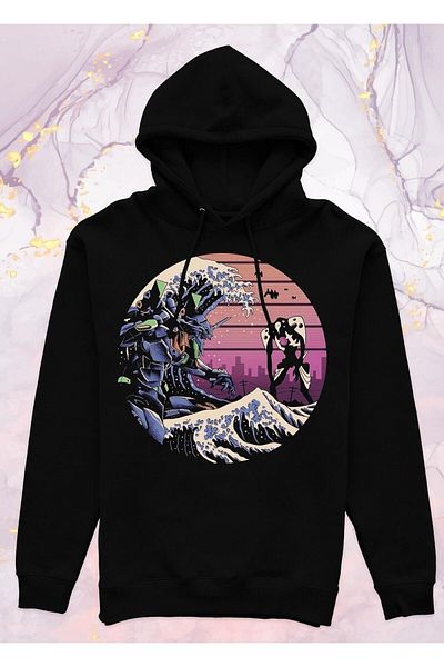 Pisa Art Neon Genesis Evangelion - New Wave - Суитшърт с качулка без джобове