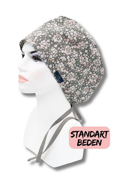 doktorbonem Standard Size Gray Snap Flowers Surgical Cap Doctor Nurse Health Worker Hospital Cap