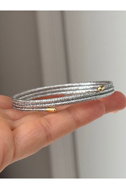 emy by emel luxury silver jewelry Mıknatıslı Gümüş Rengi Dolamalı İp Bileklik