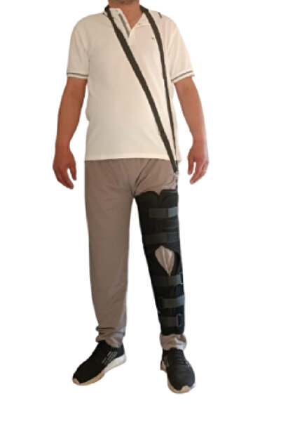 KEMSAD دعامة تثبيت الركبة قابلة للتعديل من خلال الكتف، قماش مزدوج للساق اليسرى