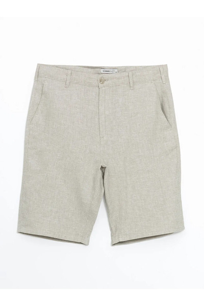 LC Waikiki LCWAIKIKI Classic Bej Standart Kalıp Keten Karışımlı Erkek Şort
