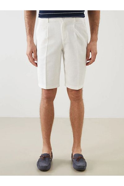 LC Waikiki Lcw Vision Ecru Standard Mold Linen Look Men's Shorts