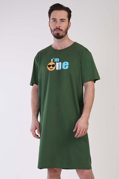VİENETTA Cotton Men's Large Size Short Sleeve Nightgown, 305095