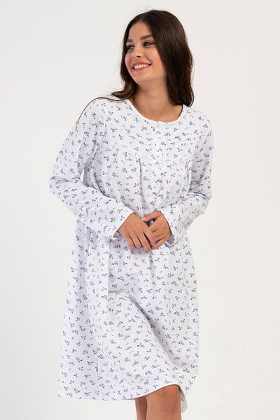VİENETTA Cotton Women's Long Sleeve Two Thread Large Size Nightgown, 161705