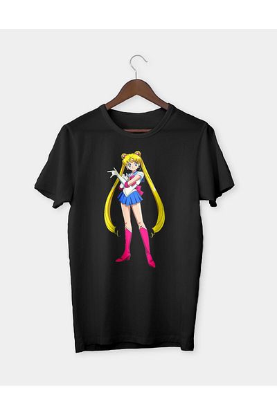 Pisa Art Anime Sailor Moon 4 εμπριμέ Unisex μαύρο μπλουζάκι