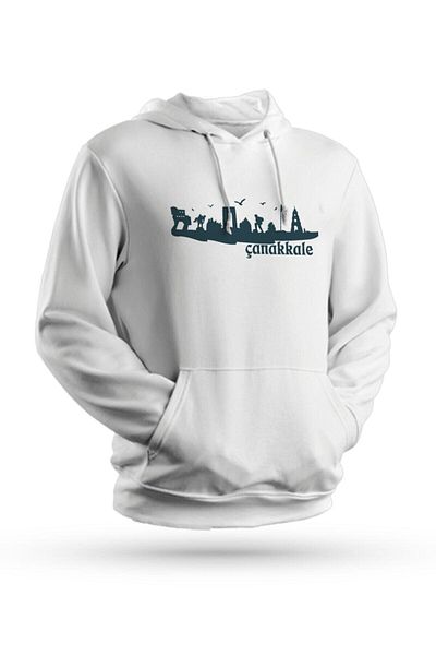 Pisa Art Φούτερ με κουκούλα Αιγίνης με στάμπα λευκό Unisex