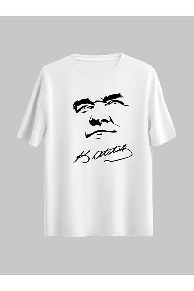 Pisa Art Λευκό κανονικό μπλουζάκι Mustafa Kemal Atatürk
