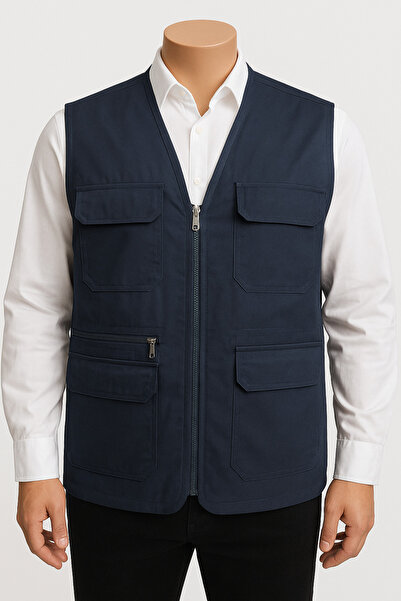 ECALAMODE Men's Plus Size Multi-Pocket Zipper Sleeveless Vest - Outdoor Hunting Fishing Vest