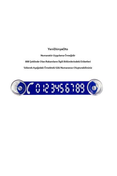 YeniDünyaOto Cama Vantuzlu Oto Araç içi Telefon Numaratör,Telefon No Gösterici, Mavi-Beyaz YDNMR023
